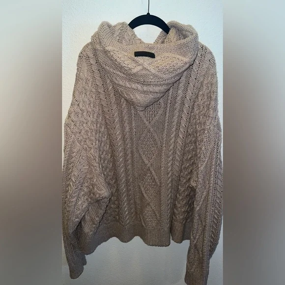 Fear of God Essentials Men's Beige Cable Knit Hoodie - Picture 5 of 9
